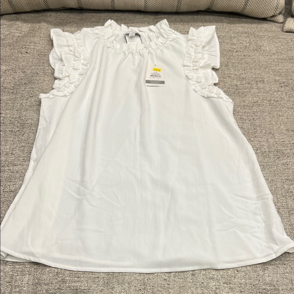 Mud Pie White Ruffle Sleeve Blouse